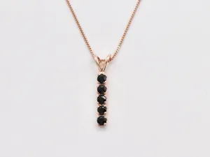 Vertical Onyx Necklace - Rose Gold Onyx Necklace - Natural Onyx Pendant