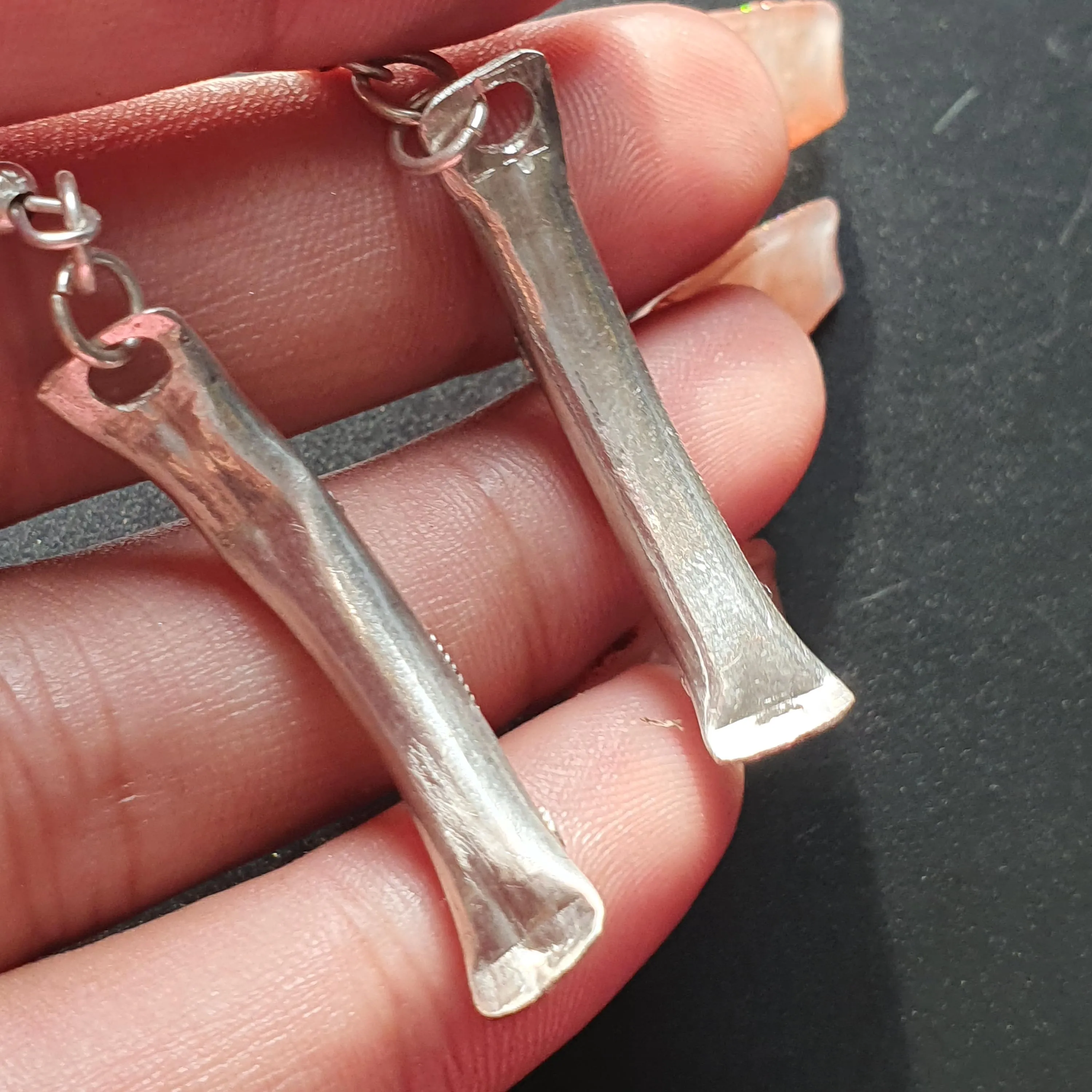 Vintage-Style Curved  Silver Dangle Earrings with Intricate Floral Detailing, Indian Ethnic Jewelry, Unique Gifts Dangle Drop Long Earrings