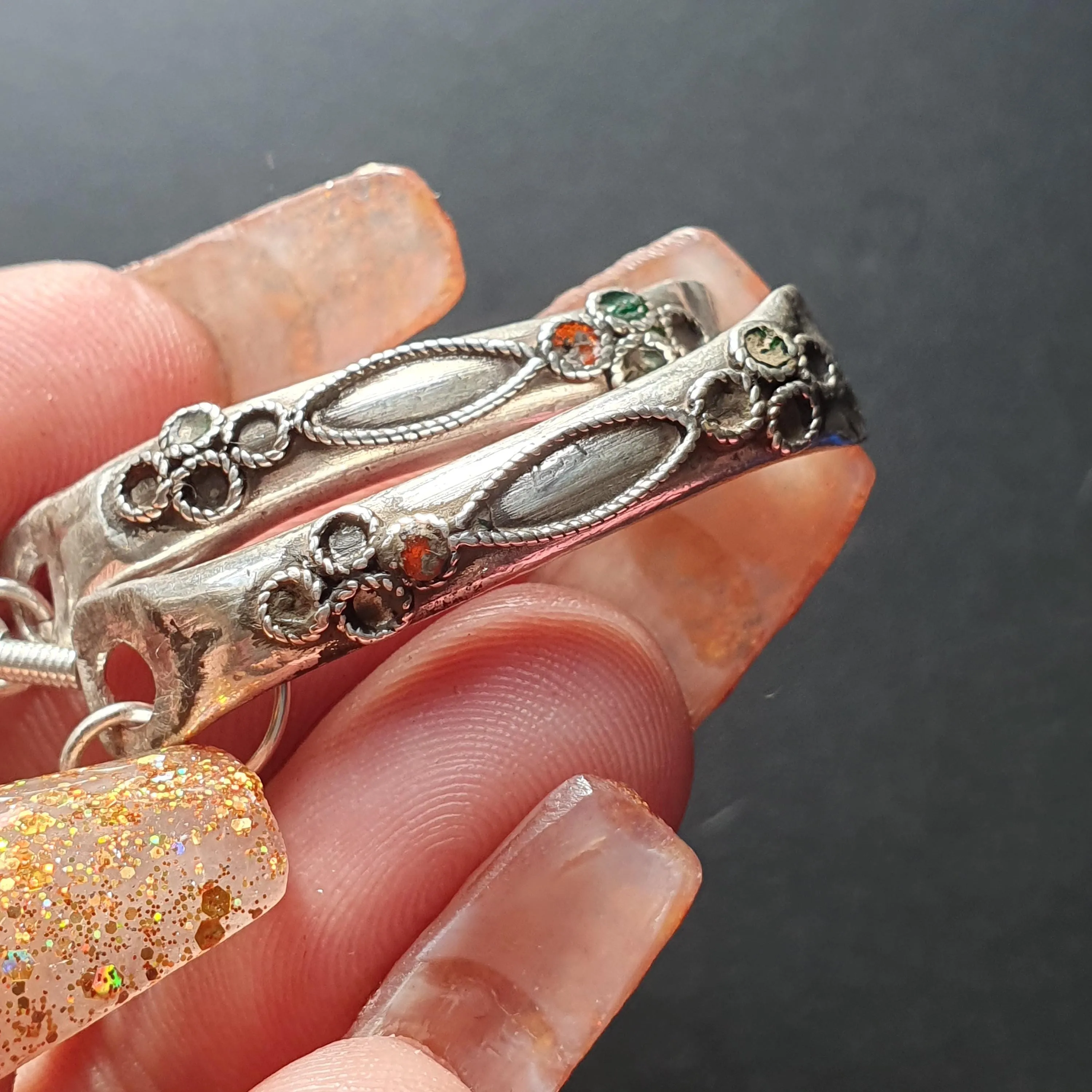 Vintage-Style Curved  Silver Dangle Earrings with Intricate Floral Detailing, Indian Ethnic Jewelry, Unique Gifts Dangle Drop Long Earrings