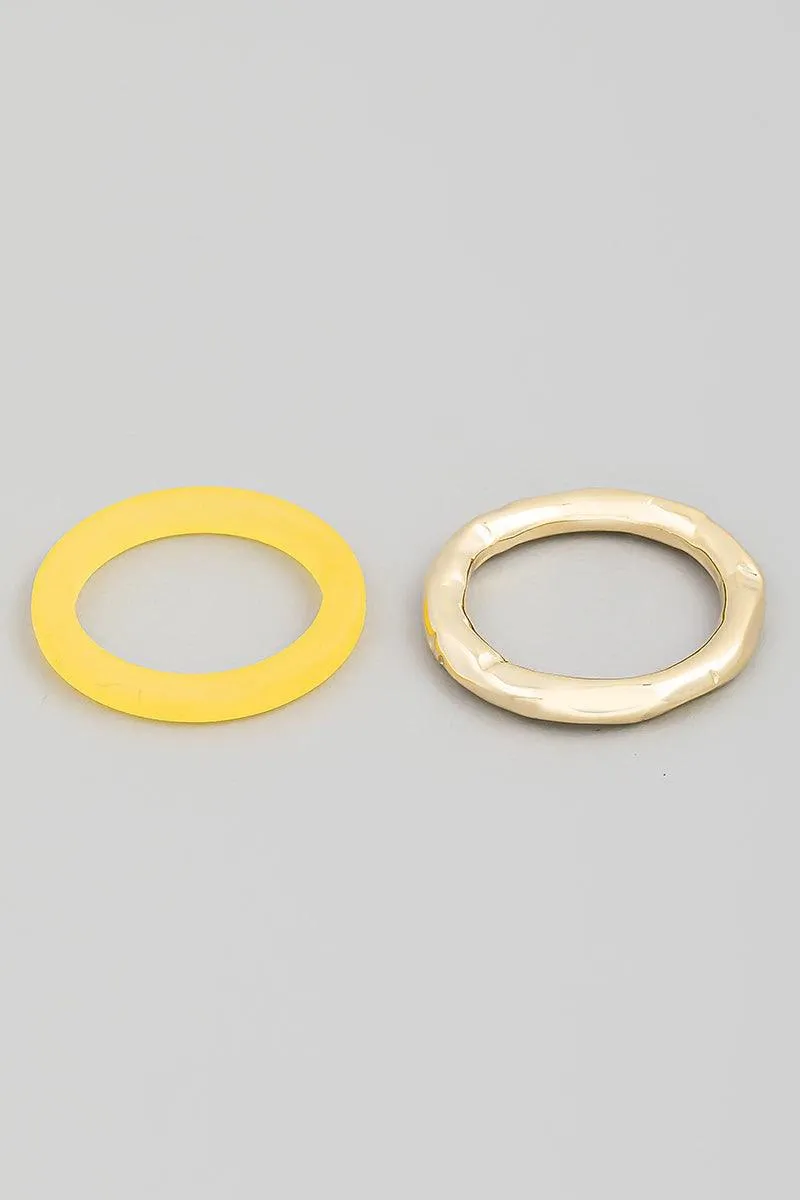 Vintage Style Metallic Acrylic Resin Ring Set
