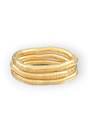 Wavy Gold Tone Bracelet Set