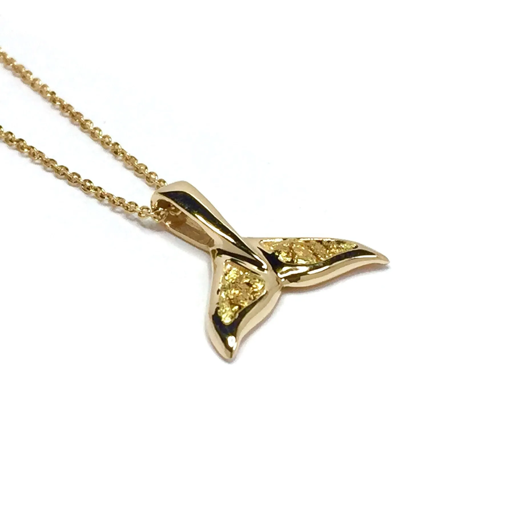 Whale Tail Necklaces Natural Nuggets Double Inlaid Sea Life Pendant