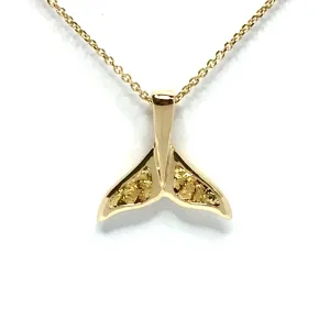 Whale Tail Necklaces Natural Nuggets Double Inlaid Sea Life Pendant