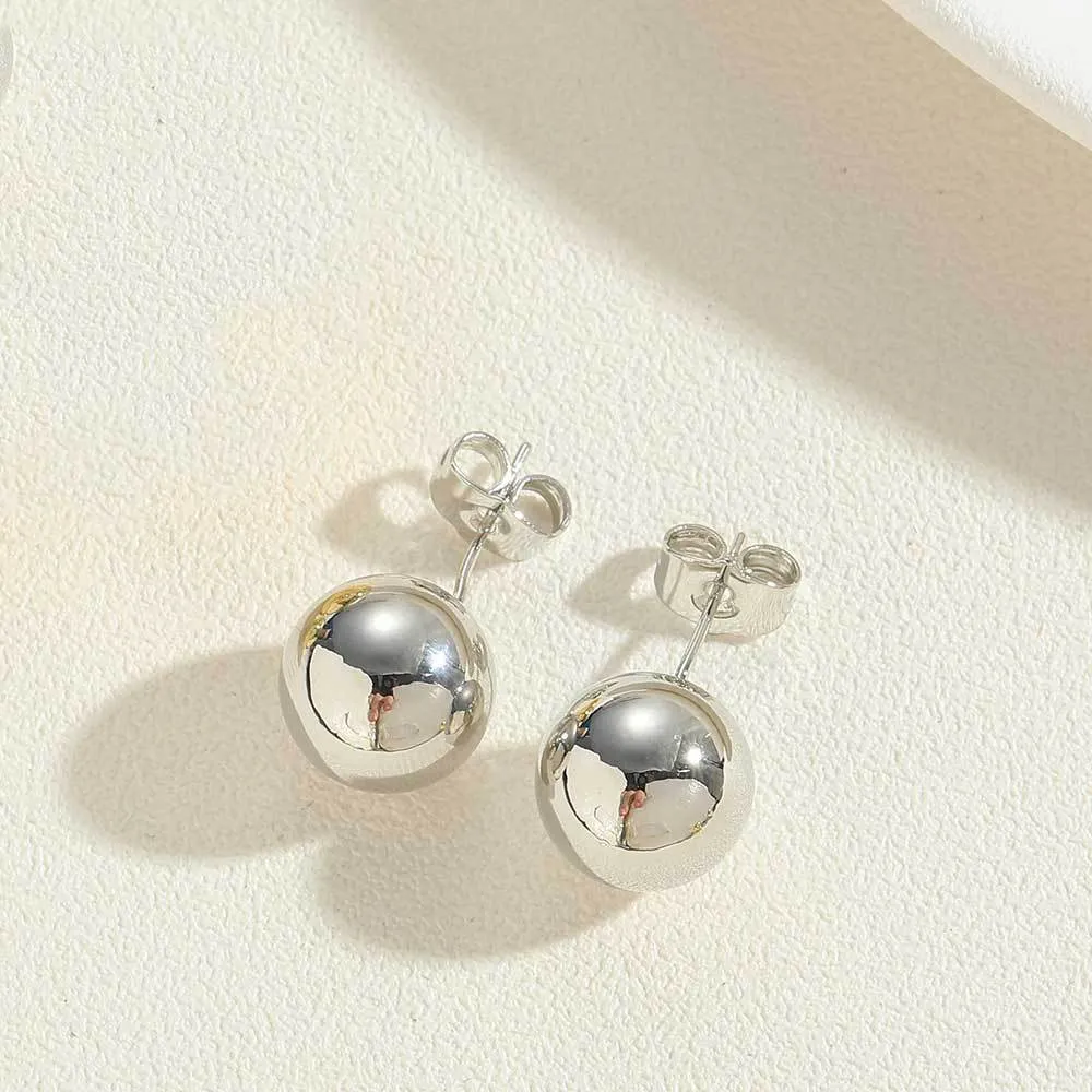 Wholesale Copper Plated 14K Simple Fashionable Glossy Round Stud Earrings