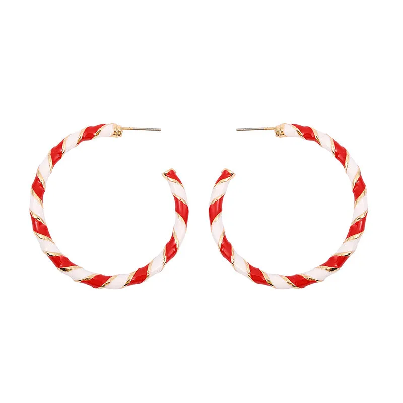 Wholesale Fashionable Dripping Oil Spiral Christmas Hoops