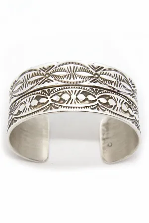 Wide Stamped Sterling Silver Navajo Cuff