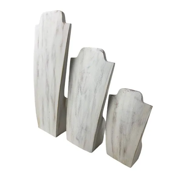 Wood Torso S Size Necklace Stand White Painted L-10094