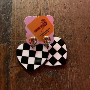 Y2K Jewellery- Chequered Heart-Earrings