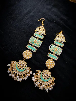 ZEVAR I Exquisite Kundan Meenakari Long Earrings - A Statement of Elegance